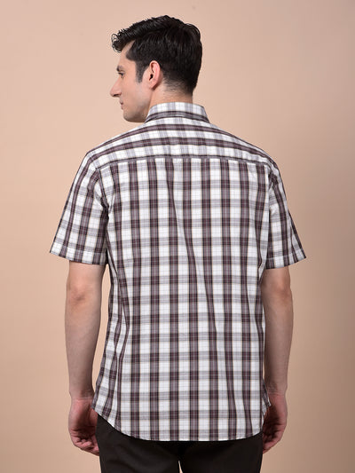 Brown Checked 100% Cotton Shirt