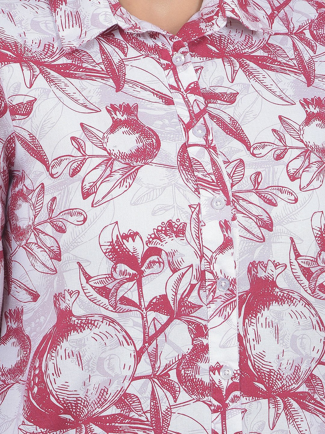 Printed Linen Red Shirt