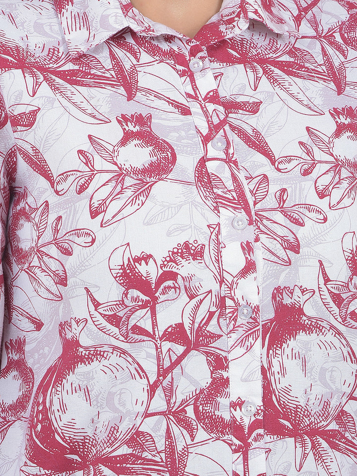 Printed Linen Red Shirt