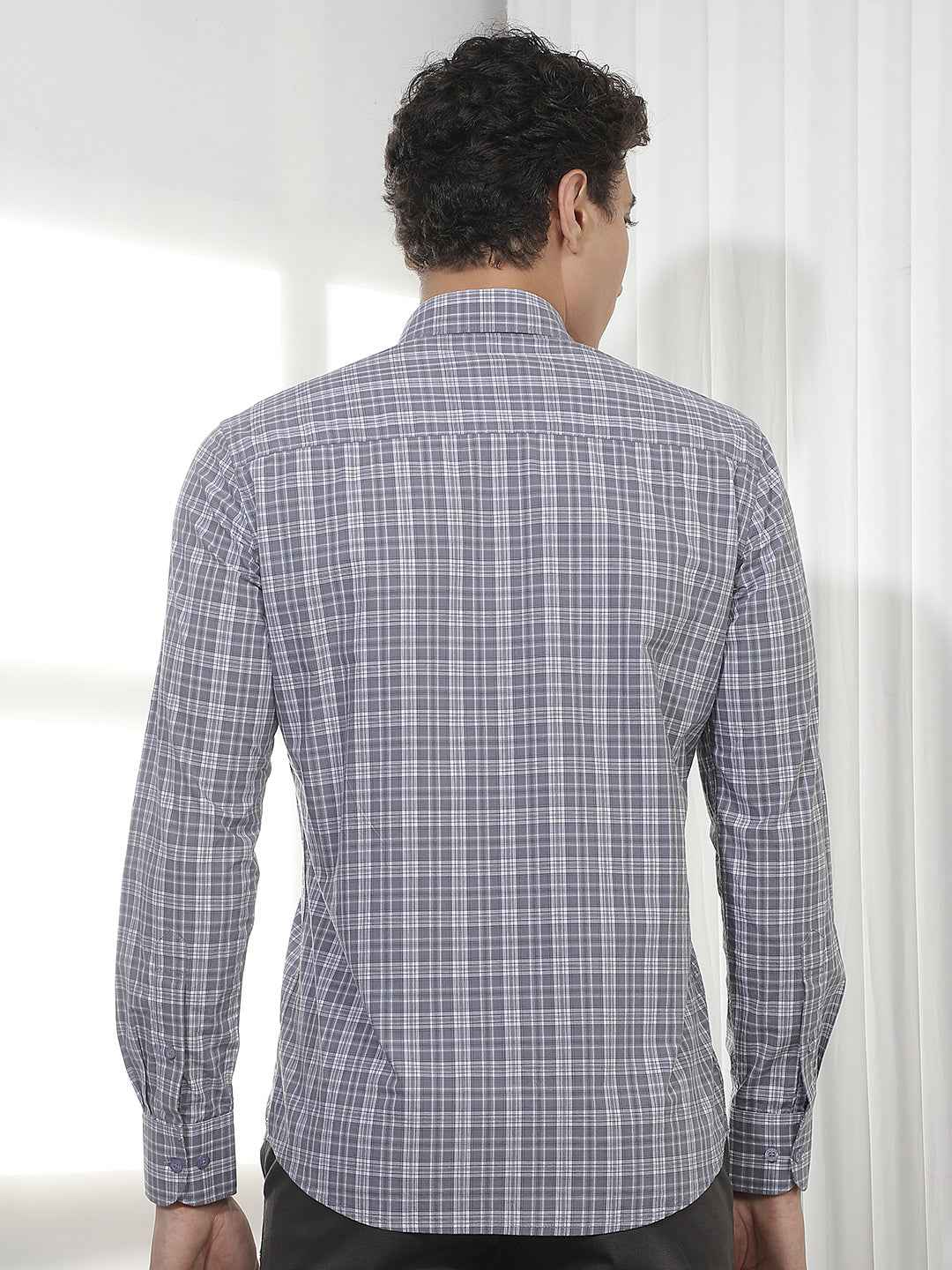 Purple Checked 100% Cotton Shirt