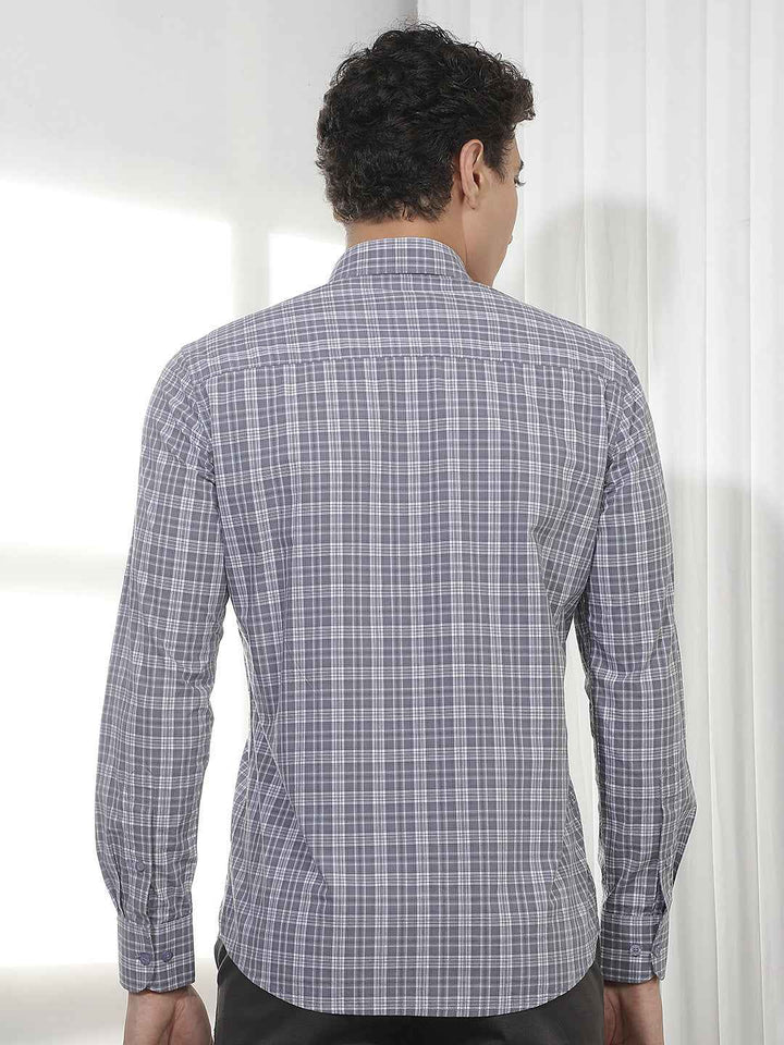 Purple Checked 100% Cotton Shirt