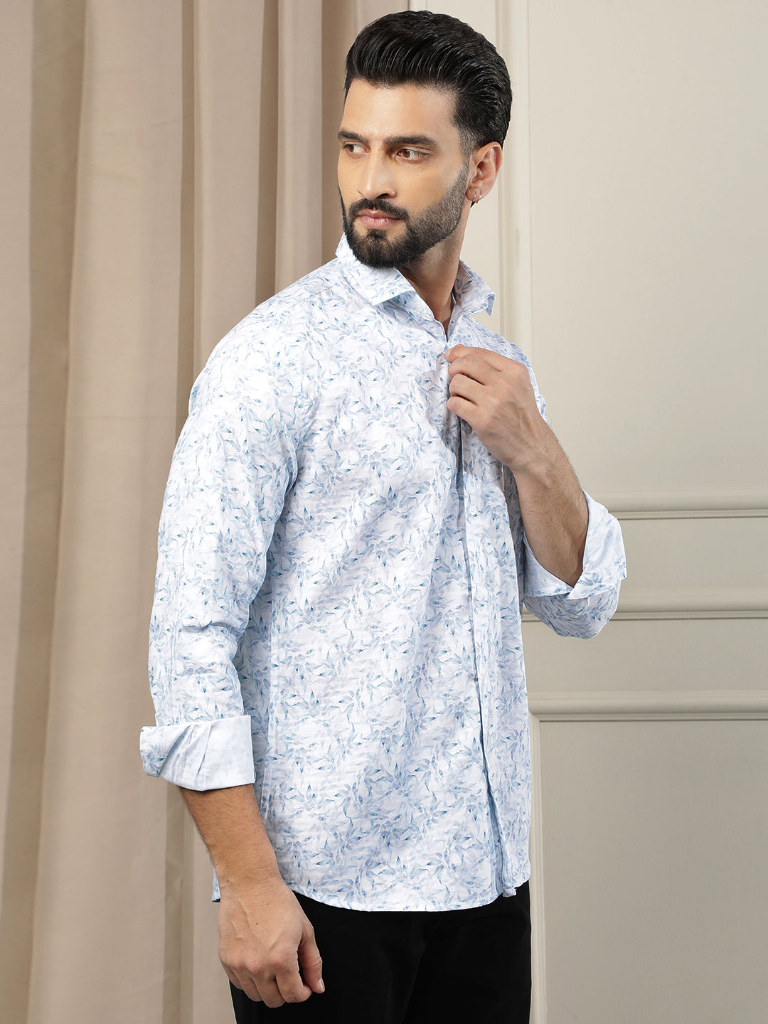 Essential Sky Blue Printed Shirt
