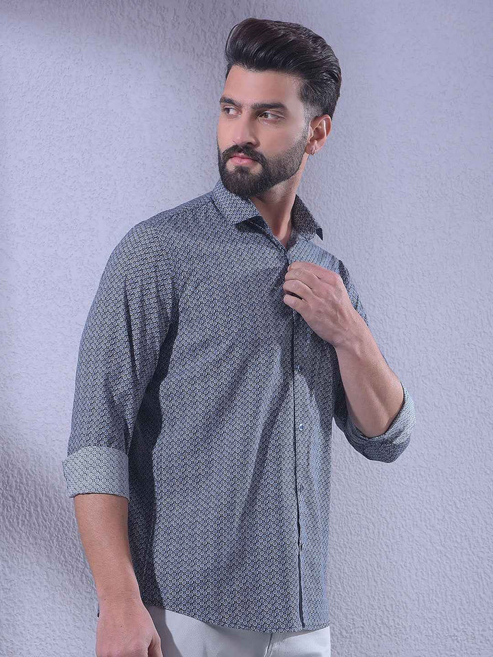 Blue Printed Modal Shirt
