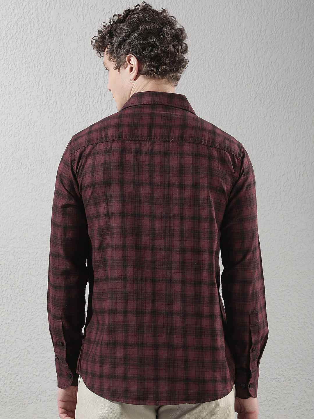 100% Cotton Maroon Checked Shirt