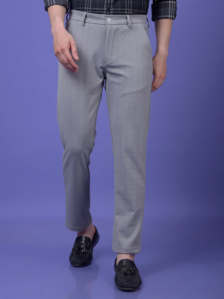 Streamlined Grey Checked Trousers