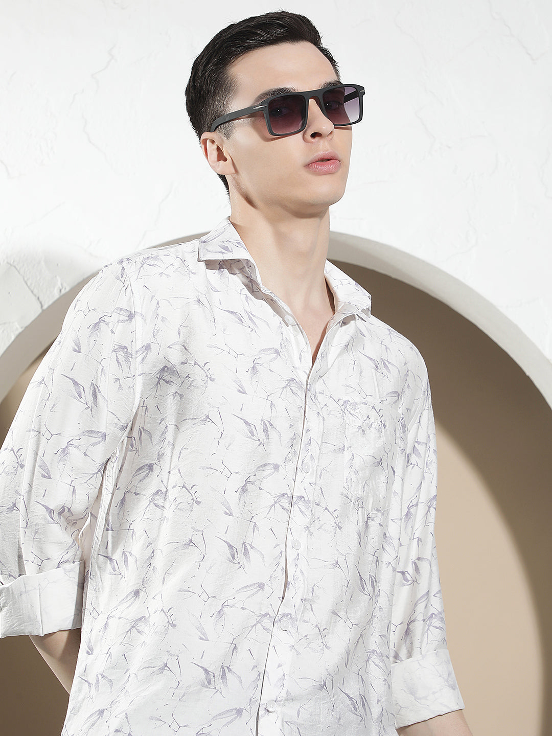 Purple Floral Print Shirt