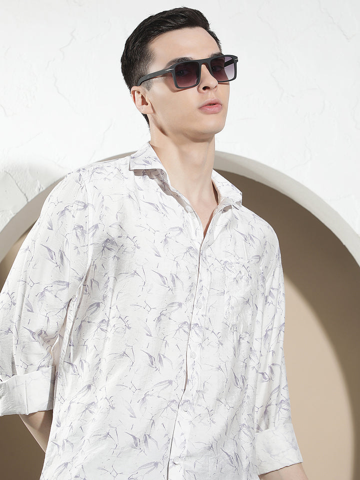 Purple Floral Print Shirt
