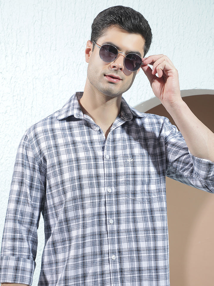 White 100% Cotton Checked Shirt