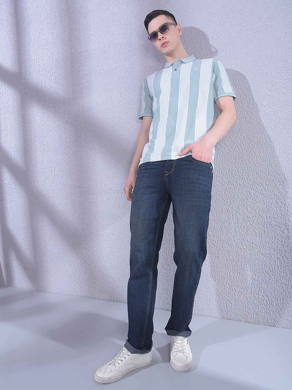 Green Vertical Striped T-Shirt