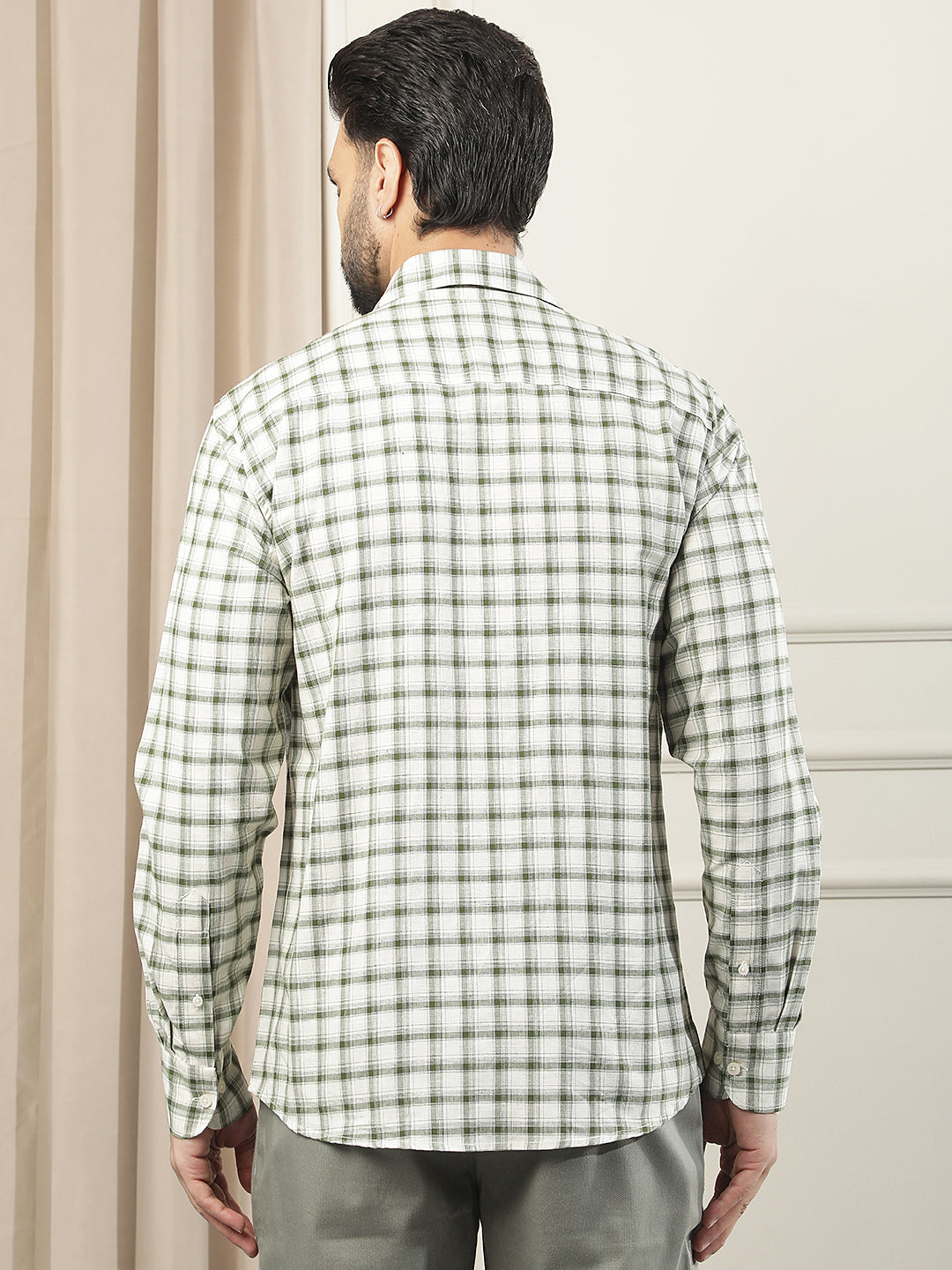 Green Checked Linen Shirt
