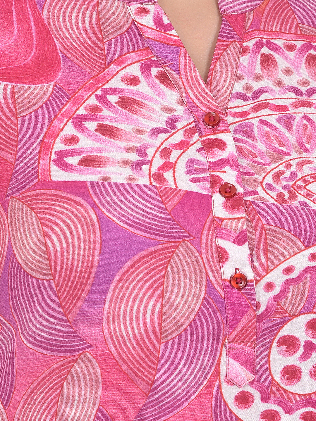 Pink Printed V-Neck Top