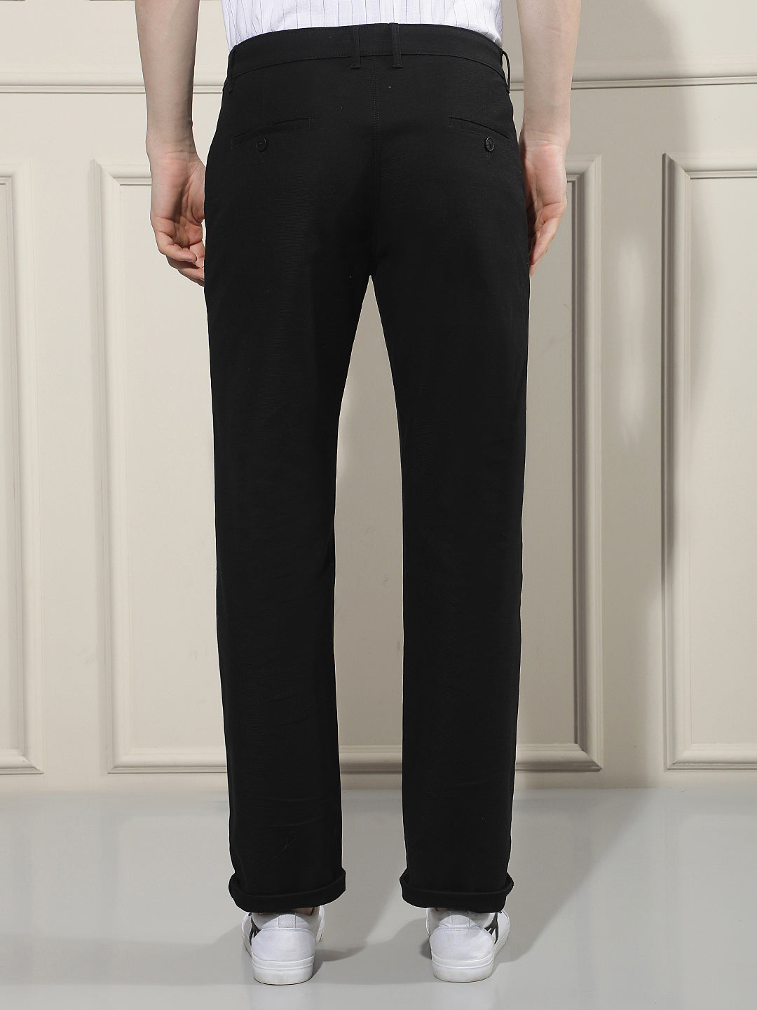 Refined Stealth Black Straight Trousers