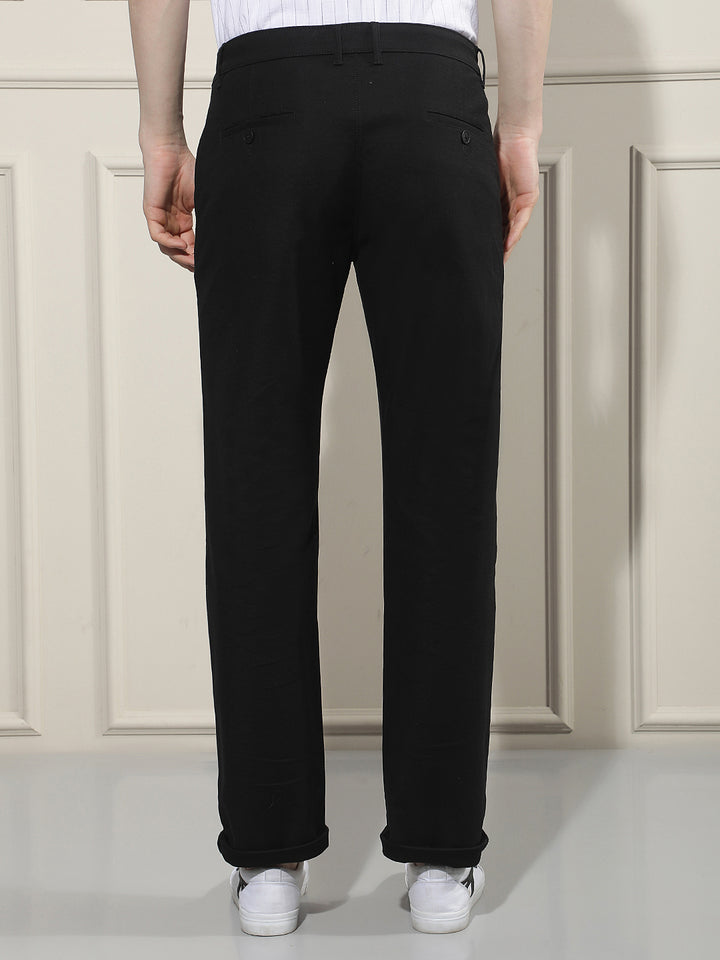 Refined Stealth Black Straight Trousers
