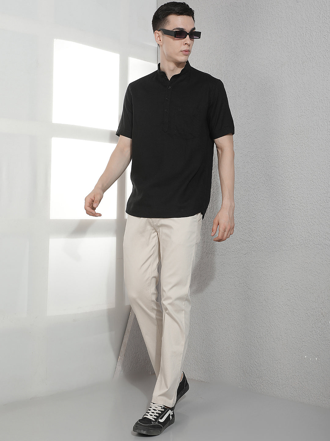 Cream Straight Trousers