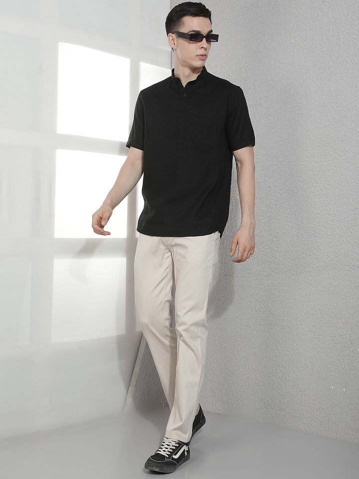 Cream Straight Trousers