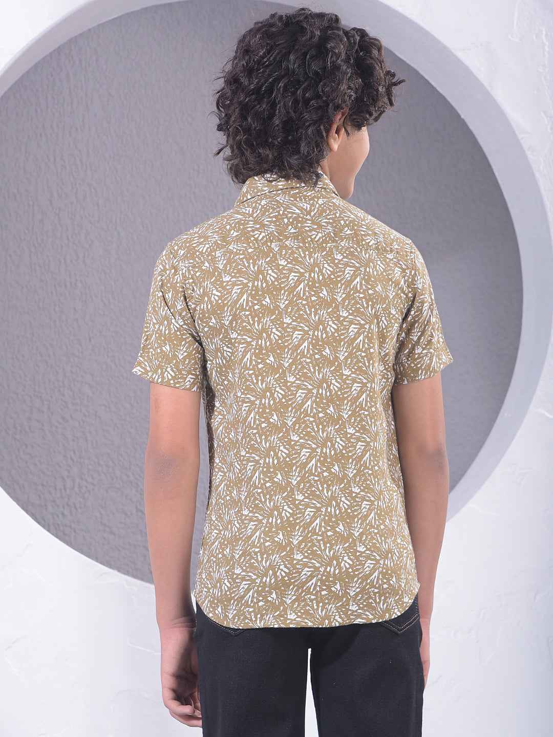Brown Printed 100% Cotton Shirt