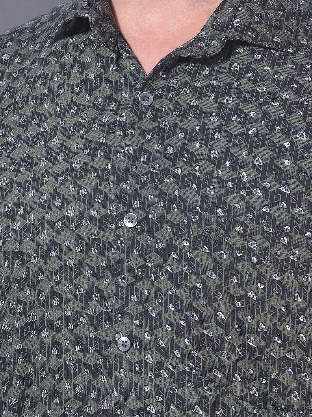 Green Creative Printed Shirt