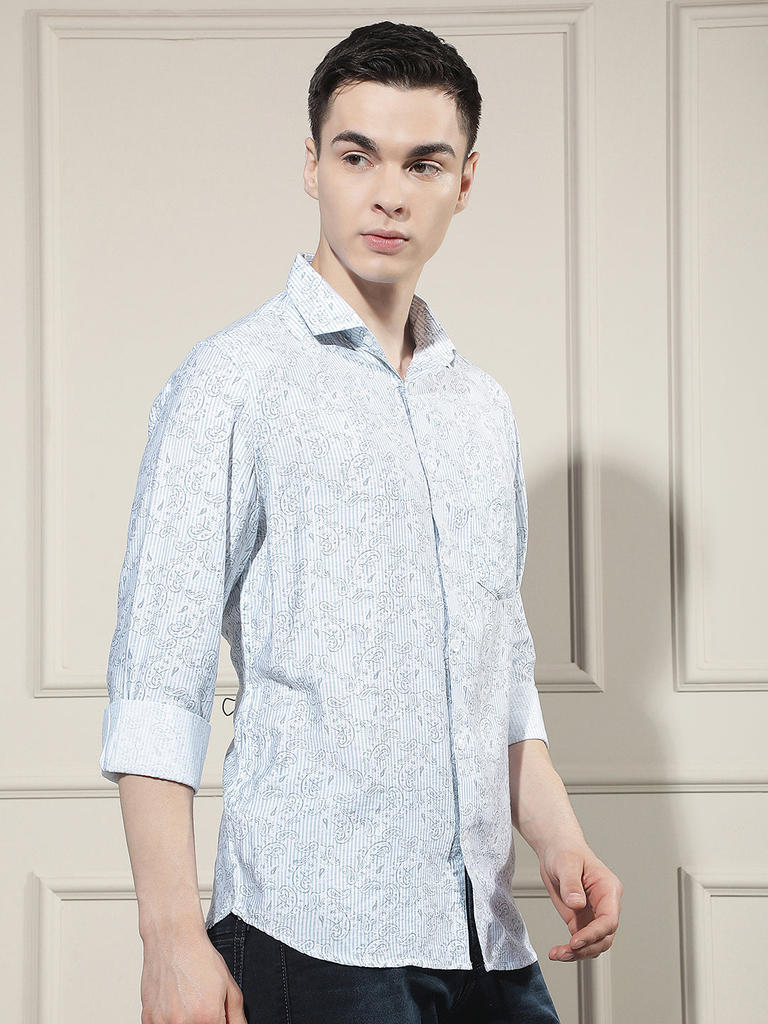 Relaxed Pacific Blue Printed Shirt