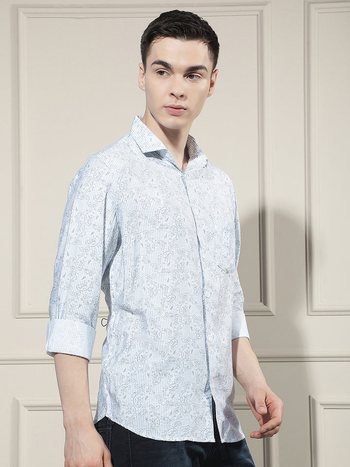 Relaxed Pacific Blue Printed Shirt