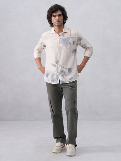 Chic Floral Beige Print Shirt