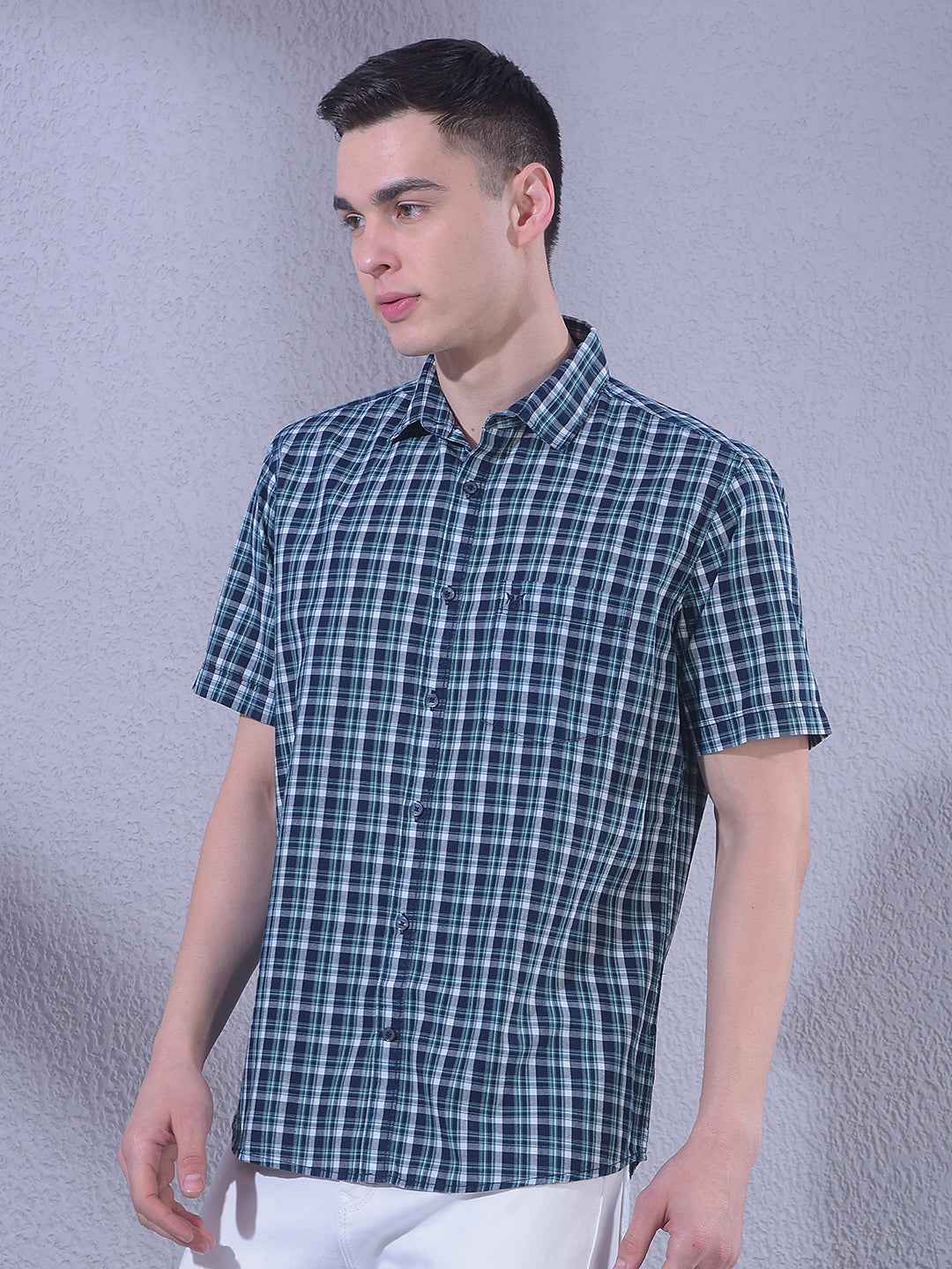 Green 100% Cotton Checked Shirt