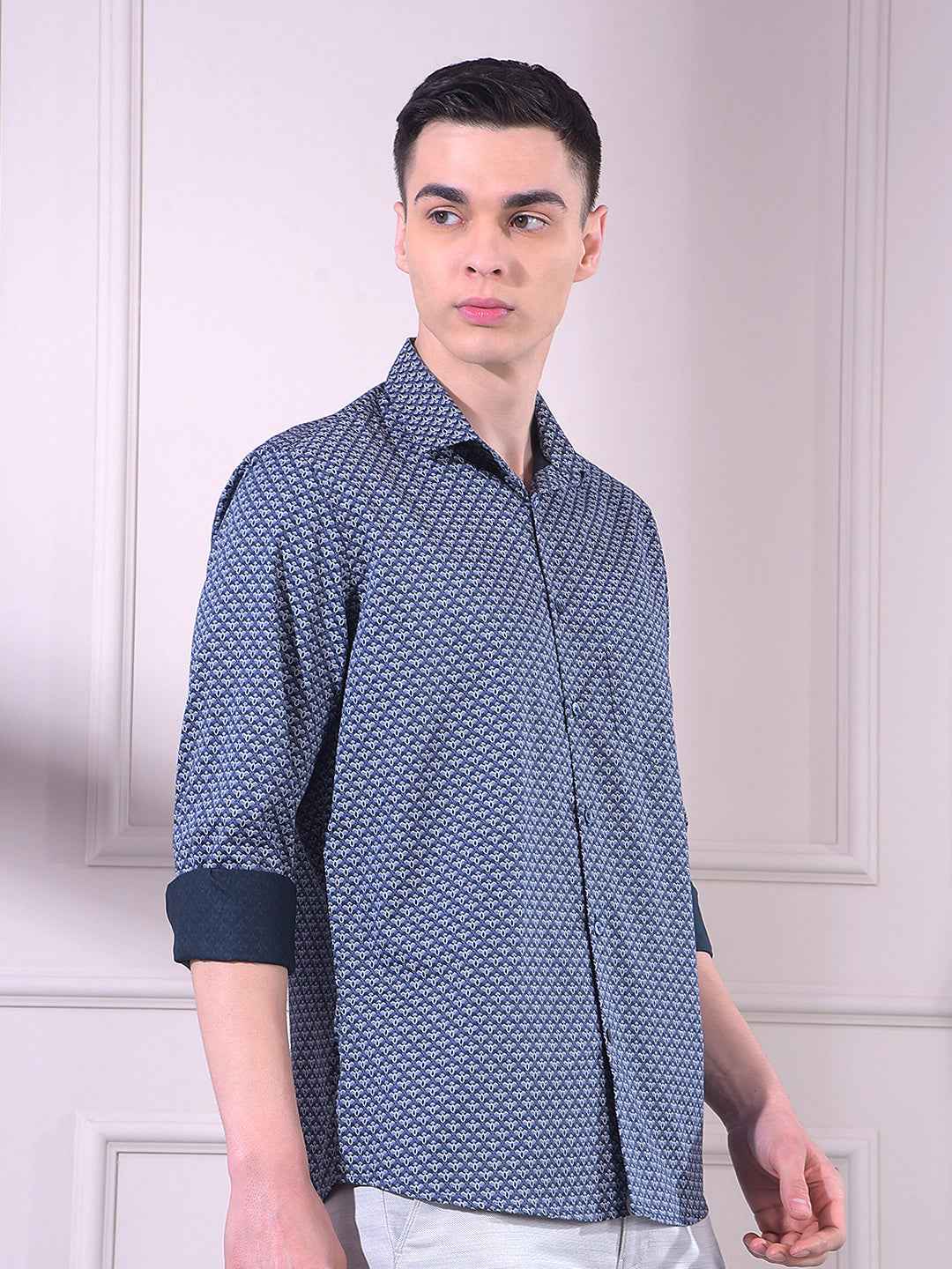 Navy Blue Printed Shirt