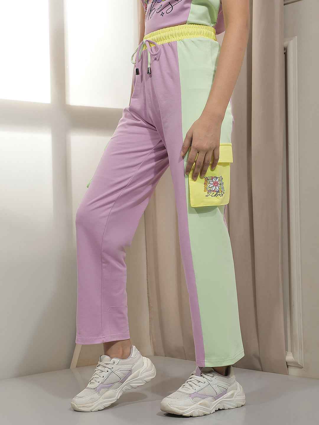 Purple Colorblocked Trackpants