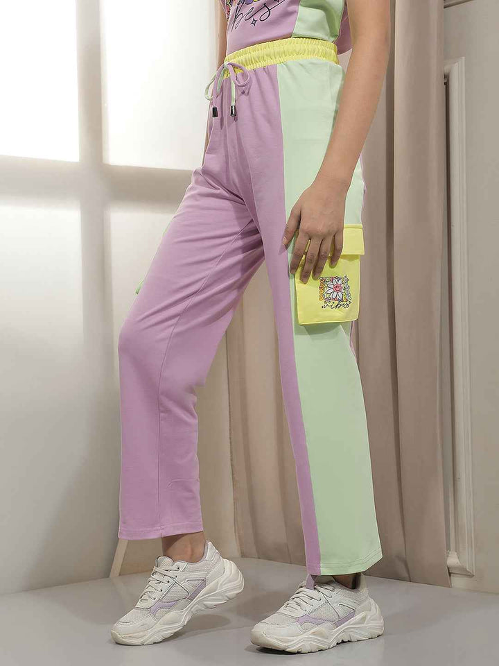 Purple Colorblocked Trackpants