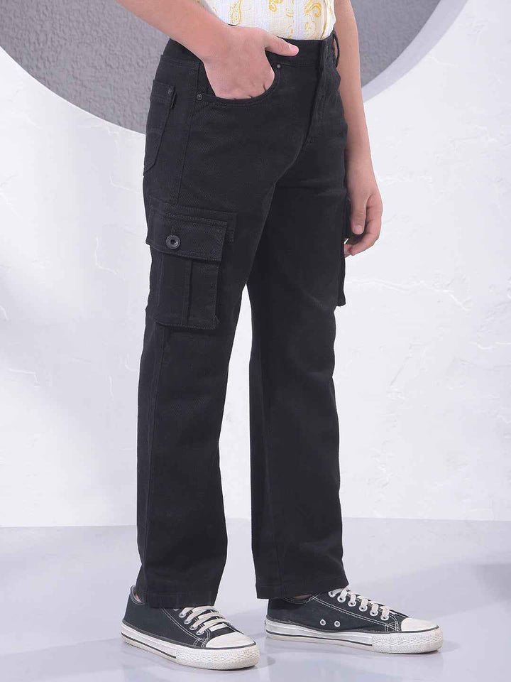 Jet Black Utility Cargo Jeans
