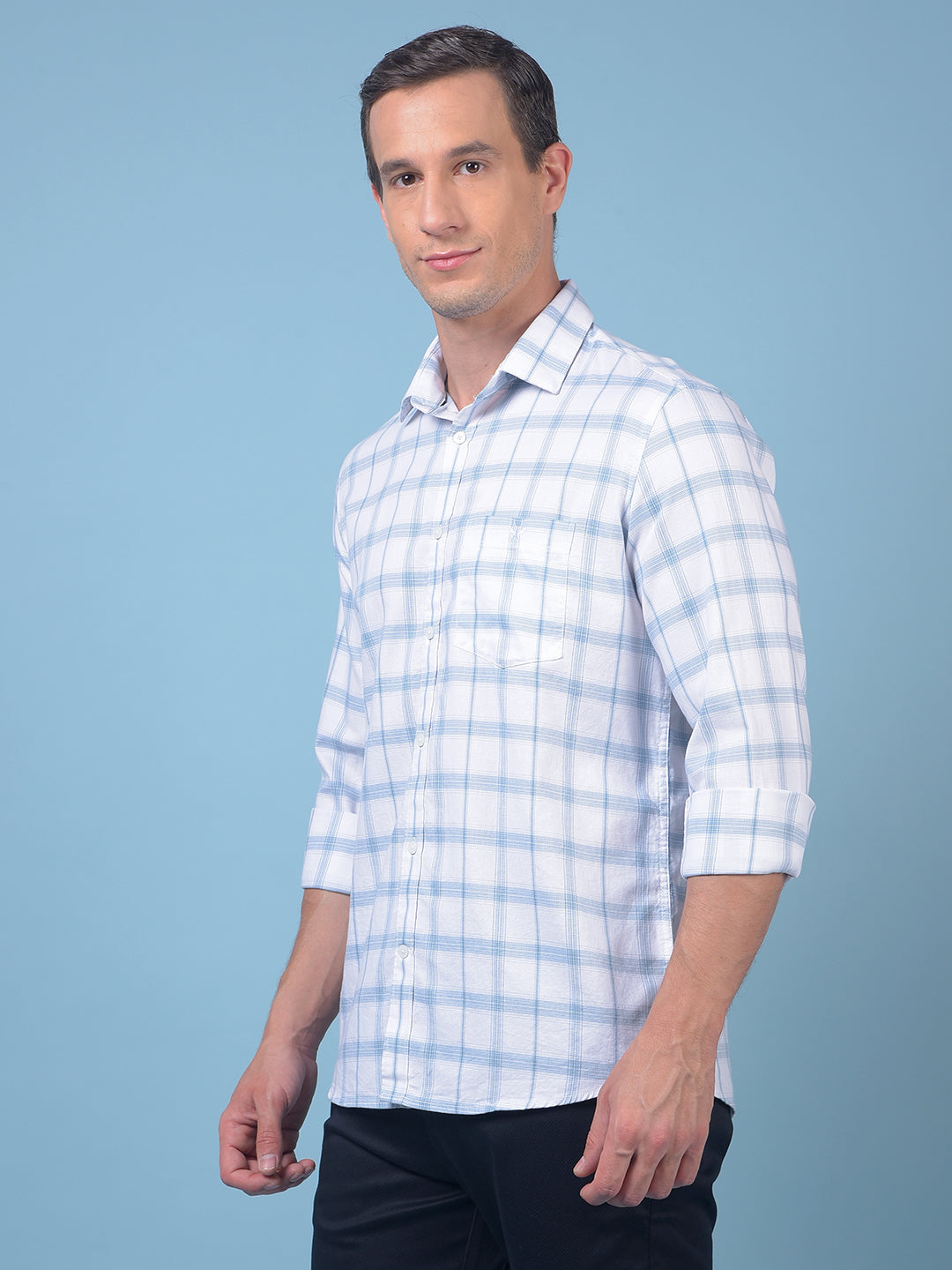Blue Checked 100% Cotton Shirt