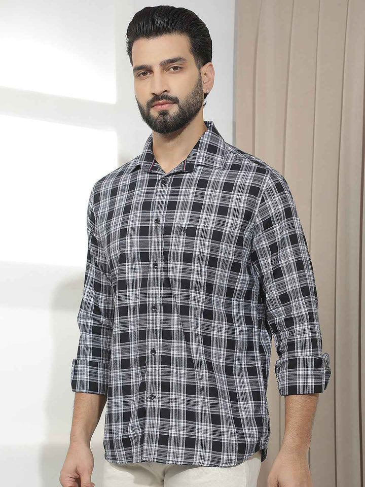 Black Checked 100% Cotton Shirt