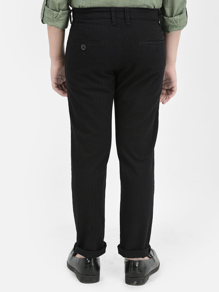 Black Vertical Stripes Trousers
