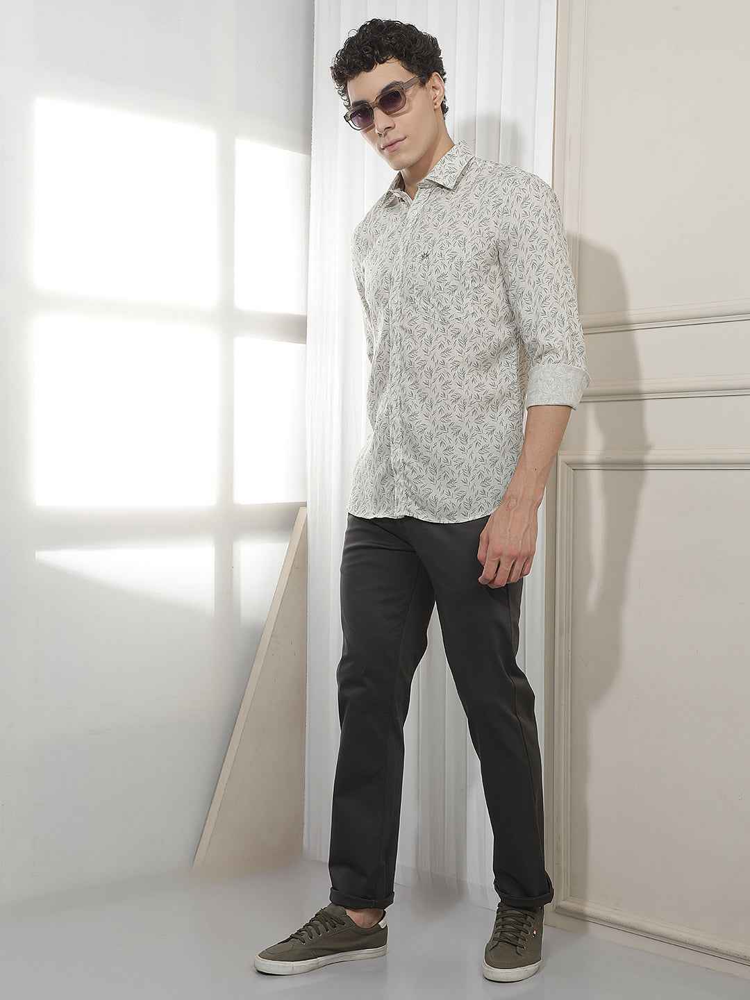 Grey Straight Cotton Trousers