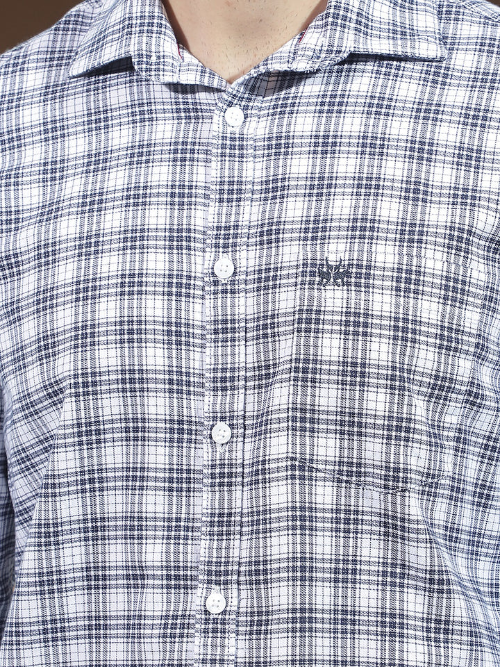 White 100% Cotton Checked Shirt