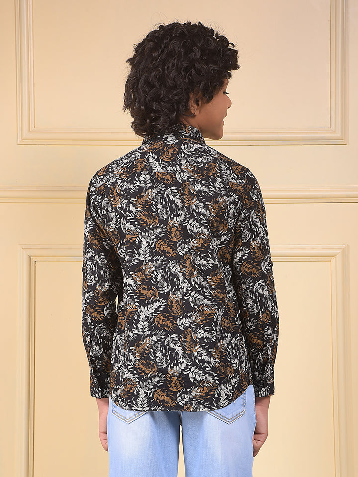 Brown Floral Print Shirt