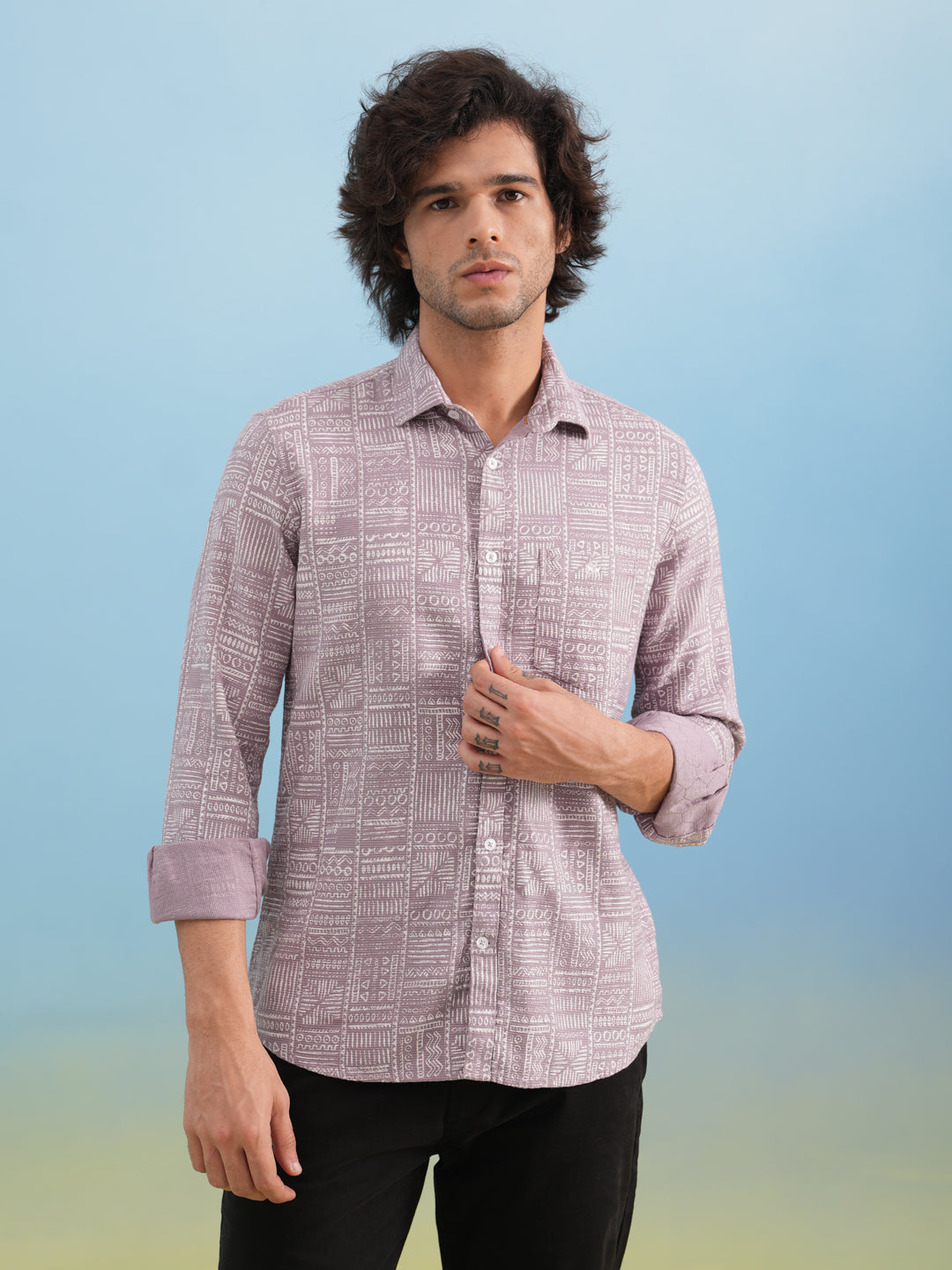 Pink Printed 100% Cotton Shirt