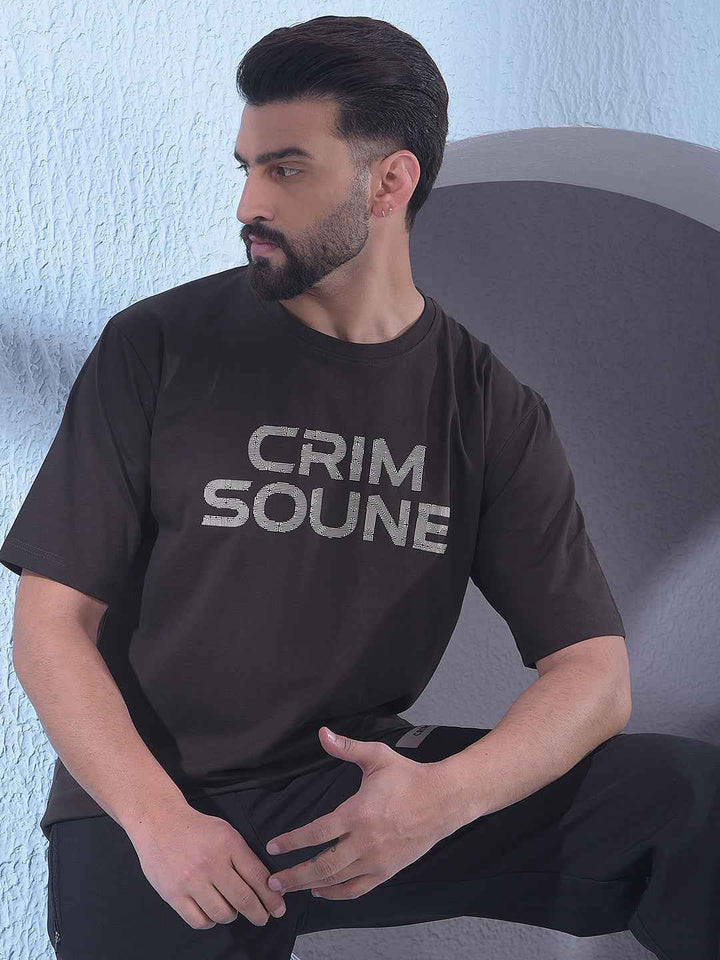 Brown Typographic Print T-Shirt