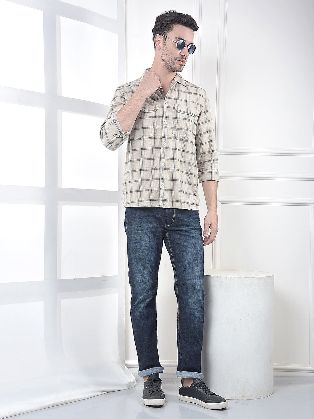 Yellow Checked 100% Cotton Shirt