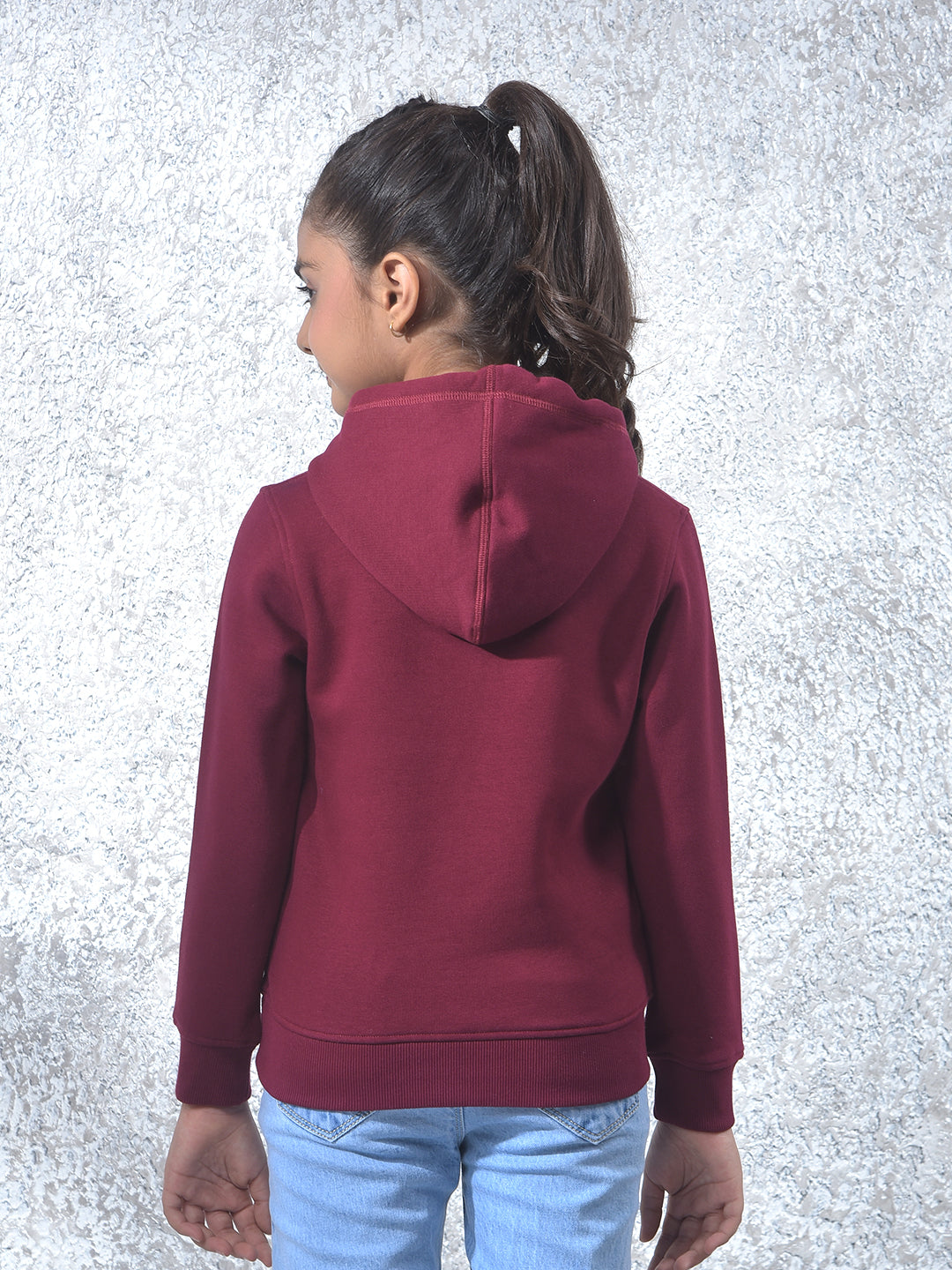 Wine Graphic Print Hooded Neck Knitted Sweatshirt