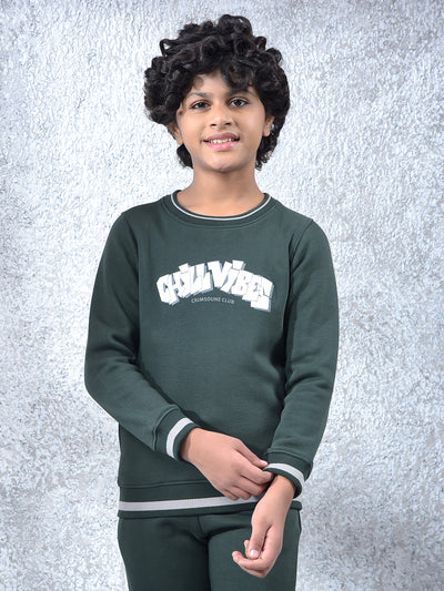 Green Typographic Print Sweatshirt