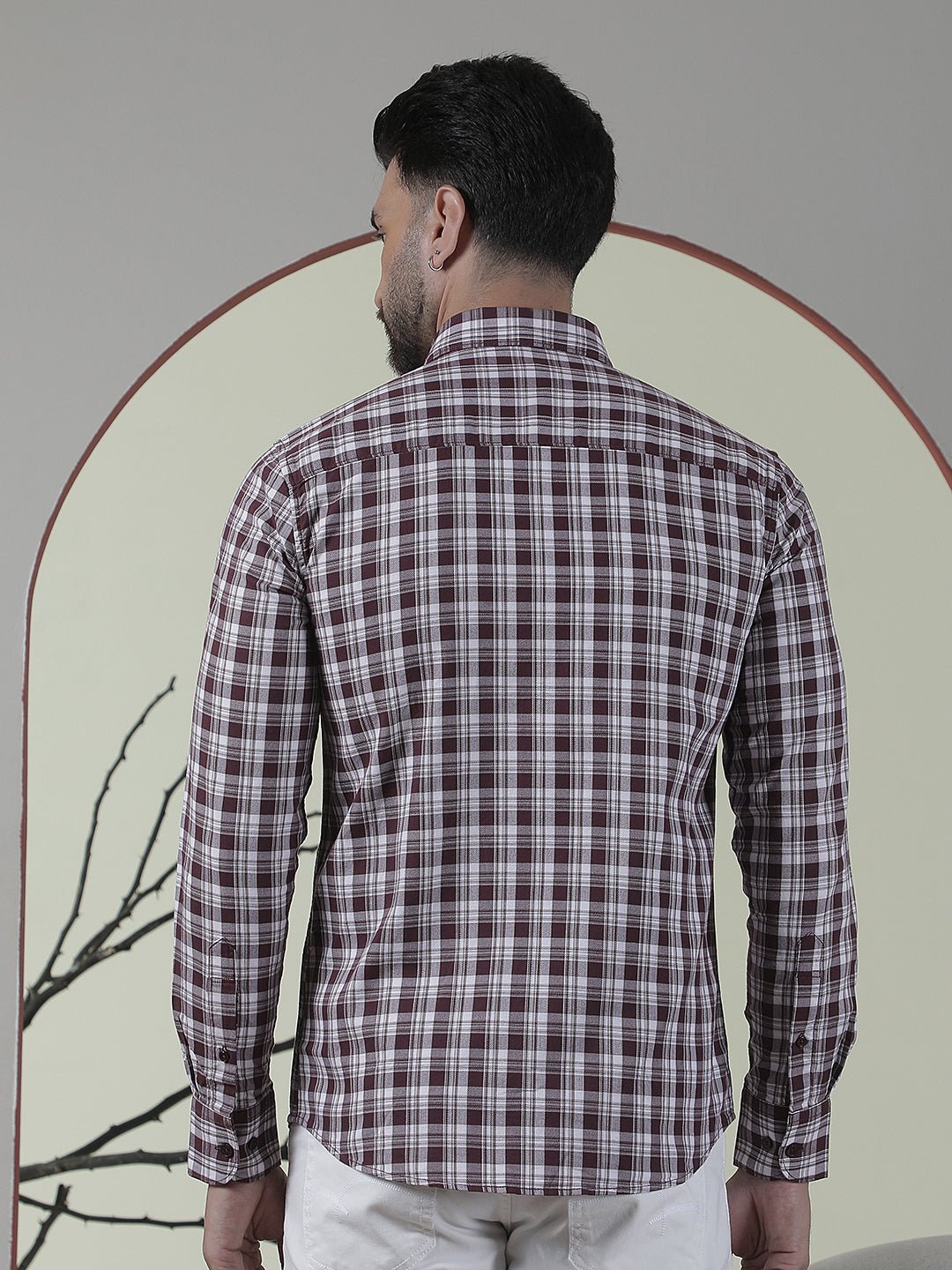 Brown Checked 100% Cotton Shirt