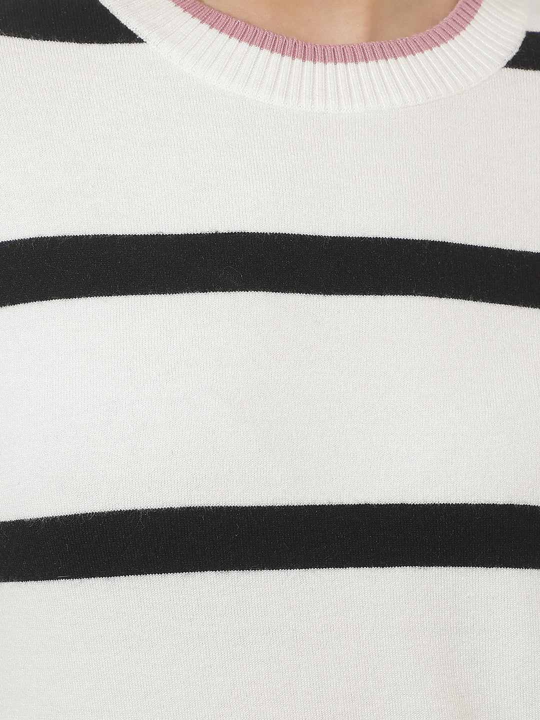White Horizontal Stripes Sweater