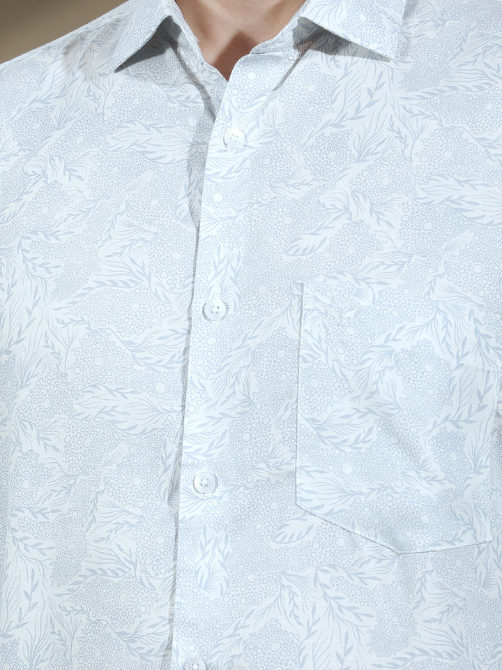 Blue Floral Print Shirt