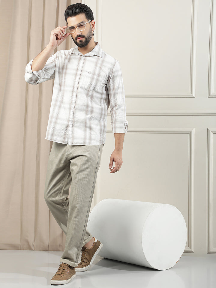 Beige Classic Style Trousers