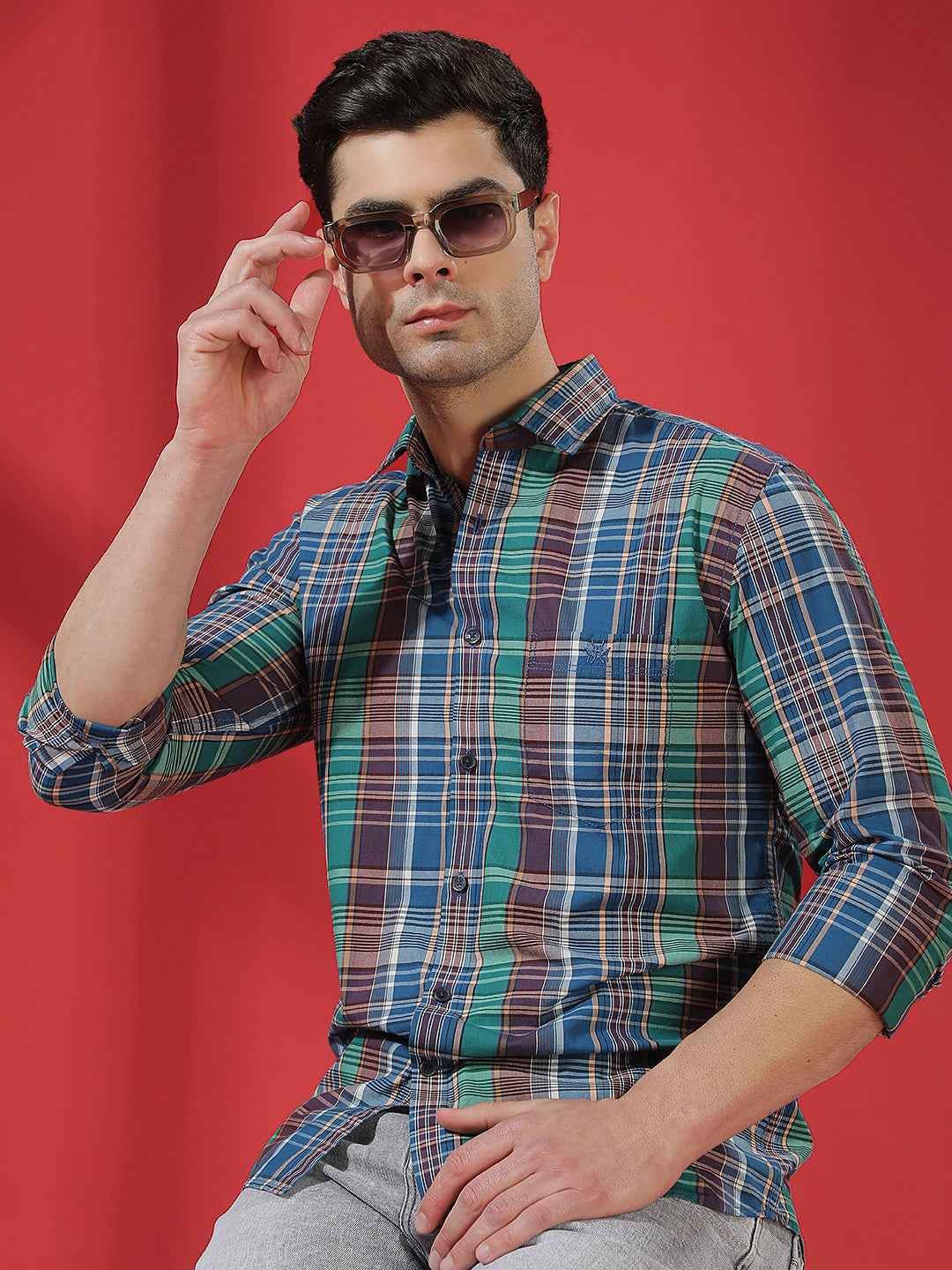 Multi-Color Checked 100% Cotton Shirt