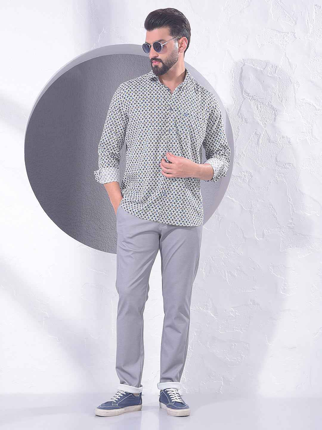 Blue Printed Modal Shirt