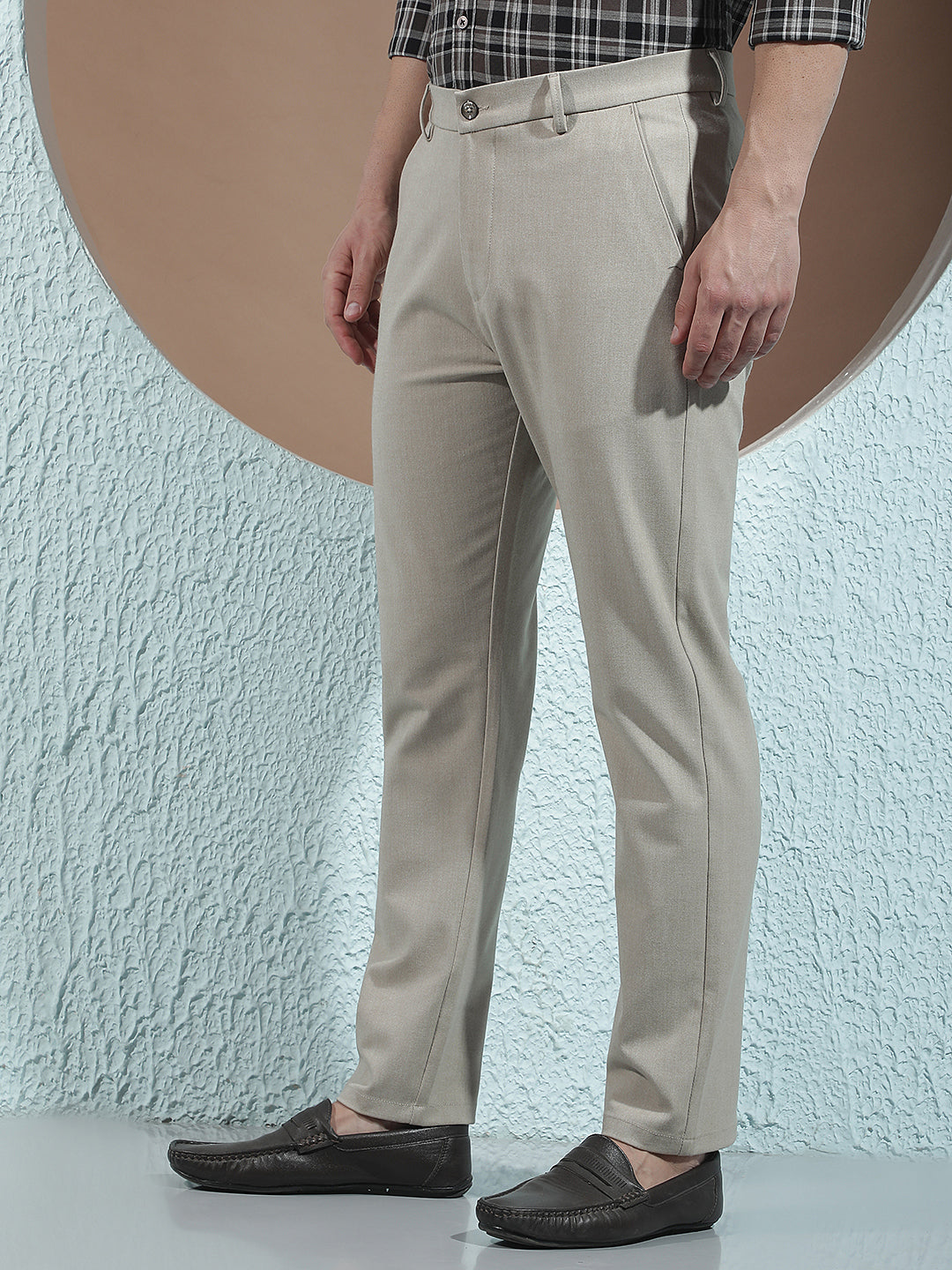 Beige Easy Wear Trousers