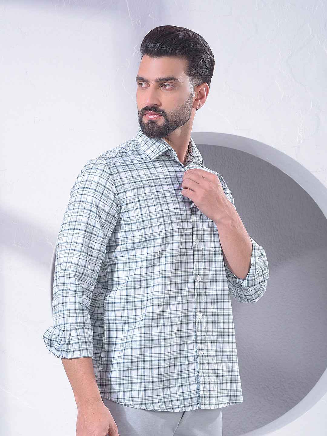 Green Checked 100% Cotton Shirt