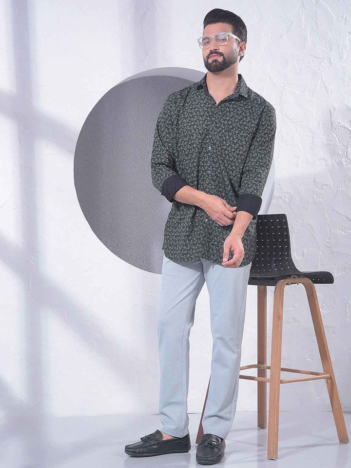 Green Creative Printed Shirt