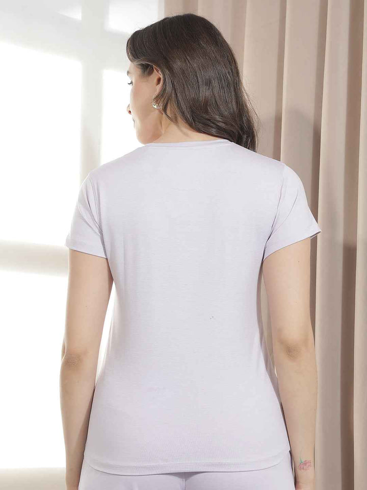 Purple Typographic Printed T-Shirt